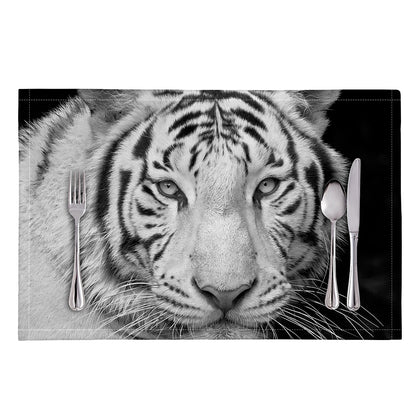 Monochrome White Bengal Tiger Print Placemat