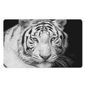 Monochrome White Bengal Tiger Print Polyester Doormat