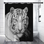 Monochrome White Bengal Tiger Print Premium Shower Curtain