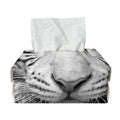 Monochrome White Bengal Tiger Print Rectangle Tissue Box Cover