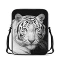 Monochrome White Bengal Tiger Print Rectangular Crossbody Bag