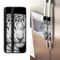 Monochrome White Bengal Tiger Print Refrigerator Handle Covers