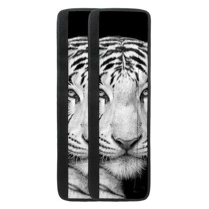 Monochrome White Bengal Tiger Print Refrigerator Handle Covers