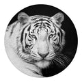 Monochrome White Bengal Tiger Print Round Blanket