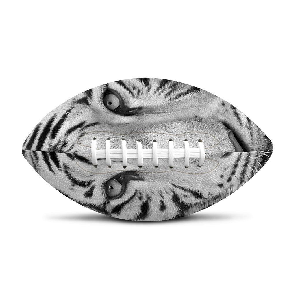 Monochrome White Bengal Tiger Print Rugby Ball
