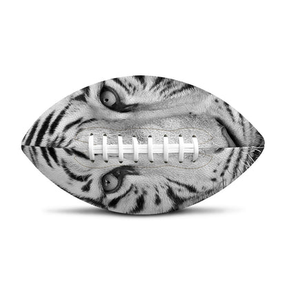 Monochrome White Bengal Tiger Print Rugby Ball