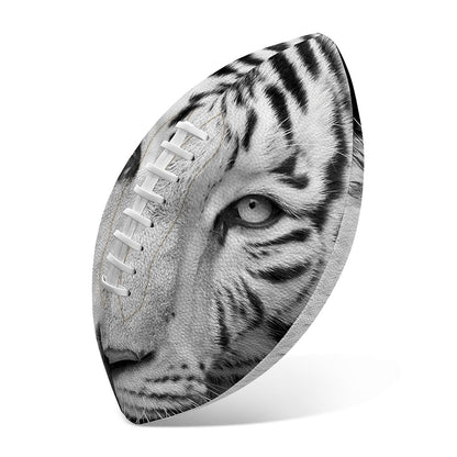 Monochrome White Bengal Tiger Print Rugby Ball