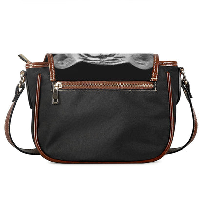 Monochrome White Bengal Tiger Print Saddle Bag