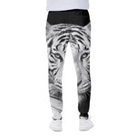 Monochrome White Bengal Tiger Print Scuba Joggers