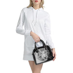 Monochrome White Bengal Tiger Print Shoulder Handbag