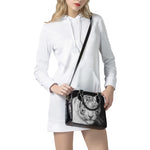 Monochrome White Bengal Tiger Print Shoulder Handbag