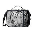 Monochrome White Bengal Tiger Print Shoulder Strap Bible Bag