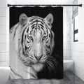 Monochrome White Bengal Tiger Print Shower Curtain