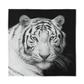 Monochrome White Bengal Tiger Print Silk Bandana