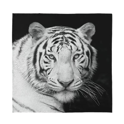 Monochrome White Bengal Tiger Print Silk Bandana