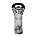 Monochrome White Bengal Tiger Print Single Neoprene Wine Tote