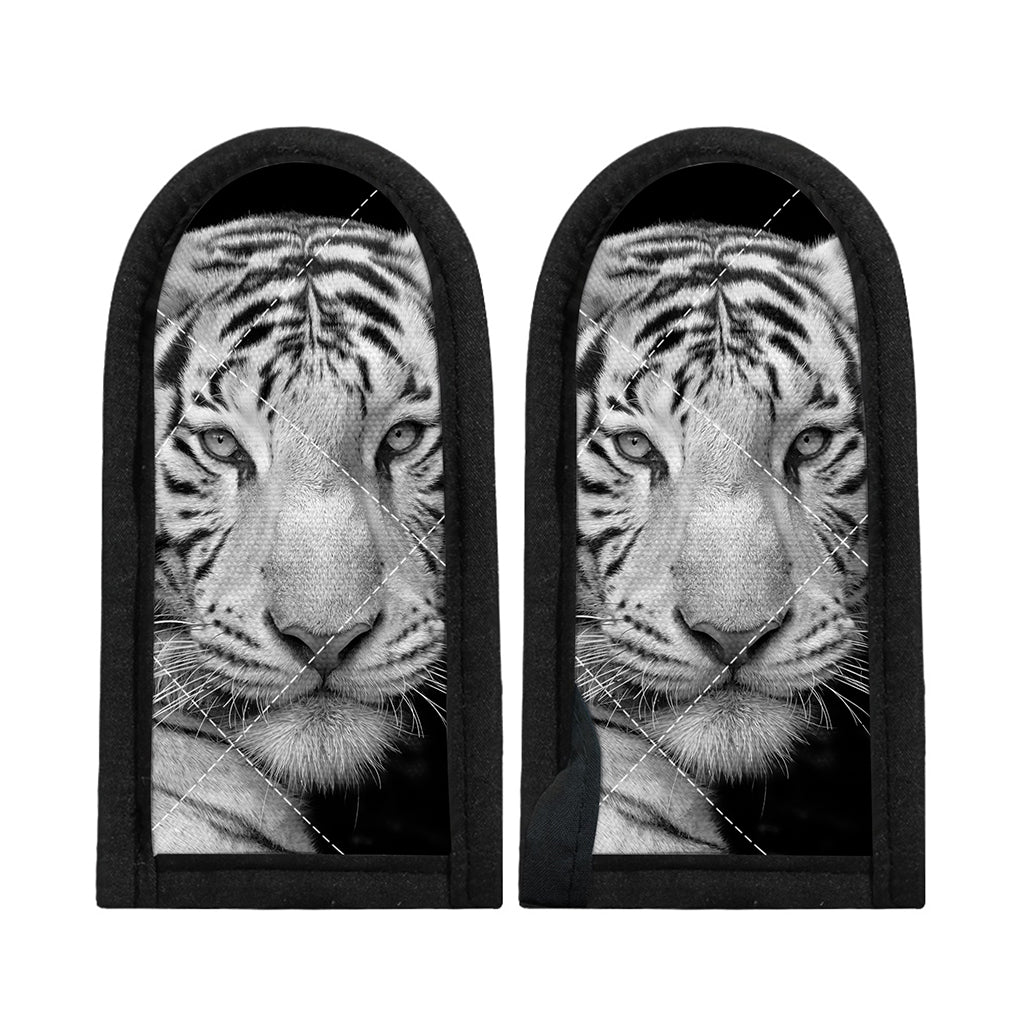 Monochrome White Bengal Tiger Print Skillet Handle Cover