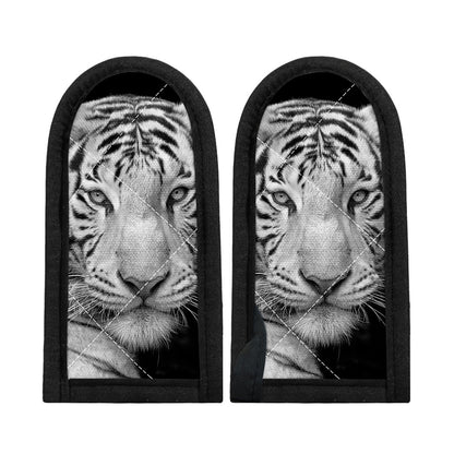 Monochrome White Bengal Tiger Print Skillet Handle Cover