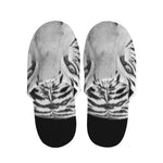Monochrome White Bengal Tiger Print Slippers