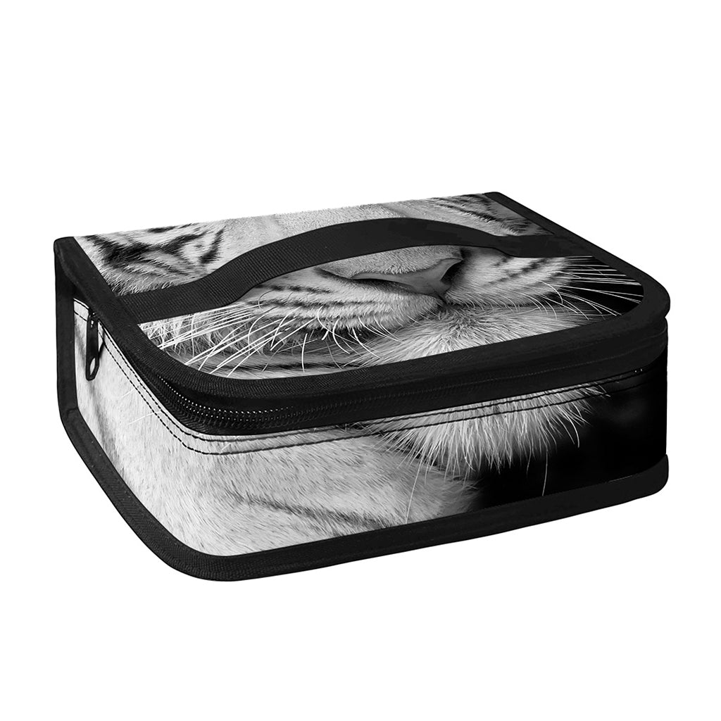 Monochrome White Bengal Tiger Print Small Lunch Bag