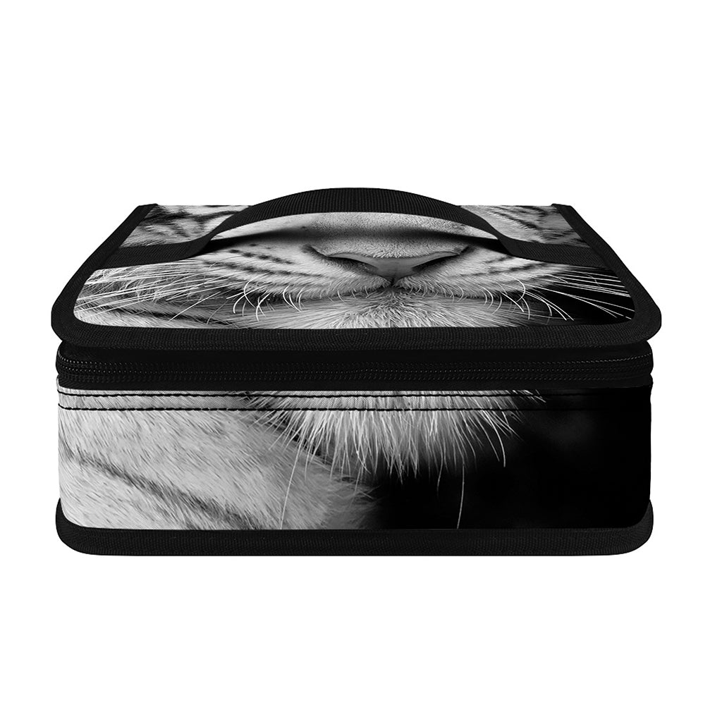 Monochrome White Bengal Tiger Print Small Lunch Bag