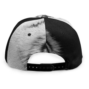 Monochrome White Bengal Tiger Print Snapback Cap