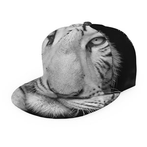 Monochrome White Bengal Tiger Print Snapback Cap