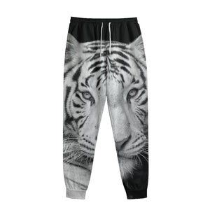 Monochrome White Bengal Tiger Print Sweatpants
