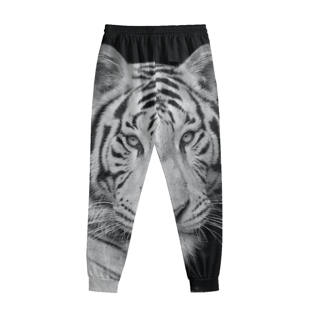 Monochrome White Bengal Tiger Print Sweatpants