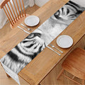 Monochrome White Bengal Tiger Print Table Runner