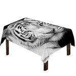 Monochrome White Bengal Tiger Print Tablecloth