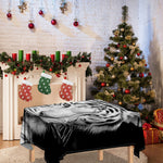 Monochrome White Bengal Tiger Print Tablecloth