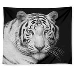 Monochrome White Bengal Tiger Print Tapestry