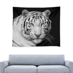 Monochrome White Bengal Tiger Print Tapestry