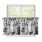 Monochrome White Bengal Tiger Print Tier Curtains