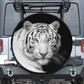Monochrome White Bengal Tiger Print Tire Cover