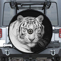 Monochrome White Bengal Tiger Print Tire Cover With Camera Hole