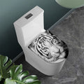 Monochrome White Bengal Tiger Print Toilet Lid Cover