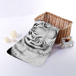Monochrome White Bengal Tiger Print Towel