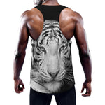 Monochrome White Bengal Tiger Print Training Tank Top