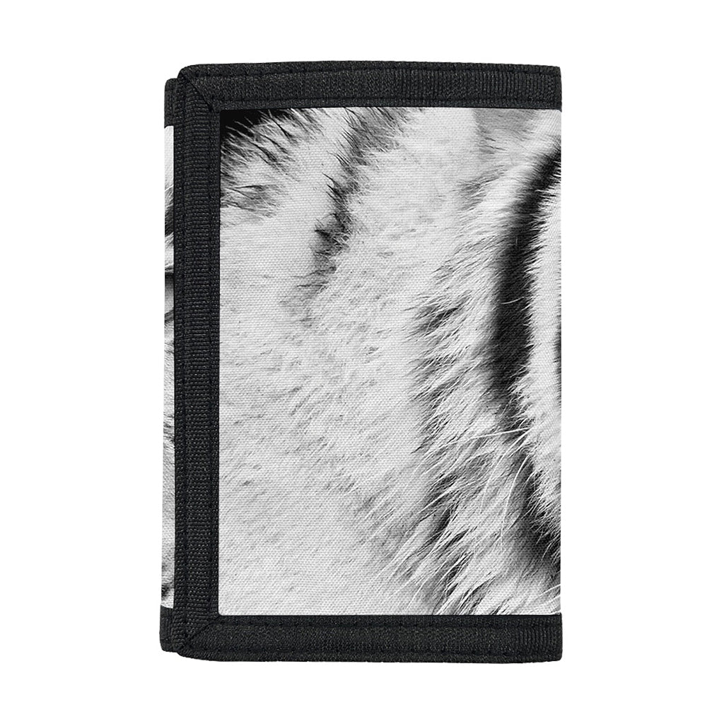 Monochrome White Bengal Tiger Print Trifold Wallet