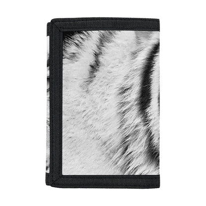 Monochrome White Bengal Tiger Print Trifold Wallet