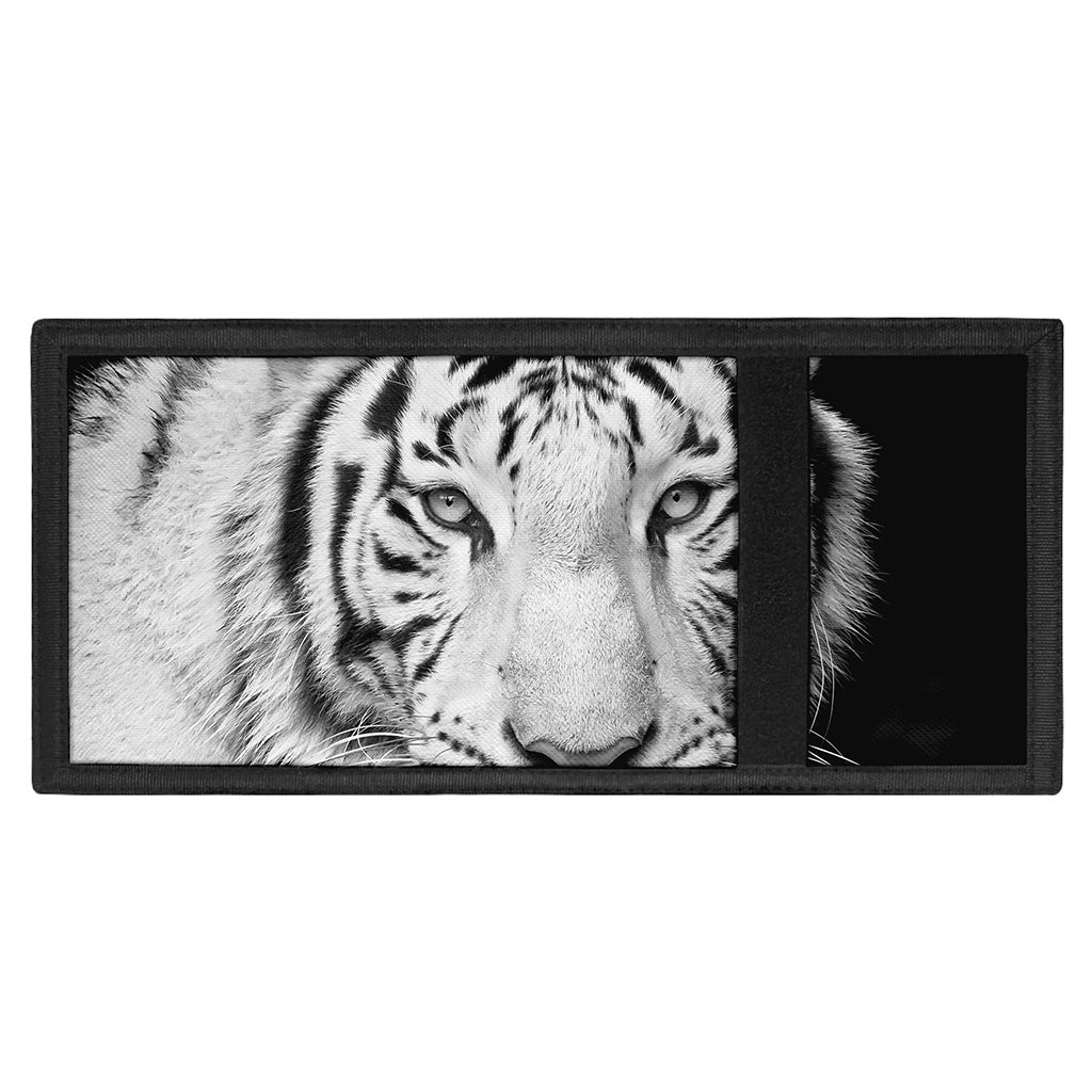 Monochrome White Bengal Tiger Print Trifold Wallet