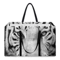 Monochrome White Bengal Tiger Print Utility Tote Bag