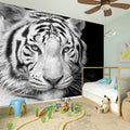 Monochrome White Bengal Tiger Print Wall Sticker