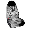 Monochrome White Bengal Tiger Print Waterproof Car Seat Cover