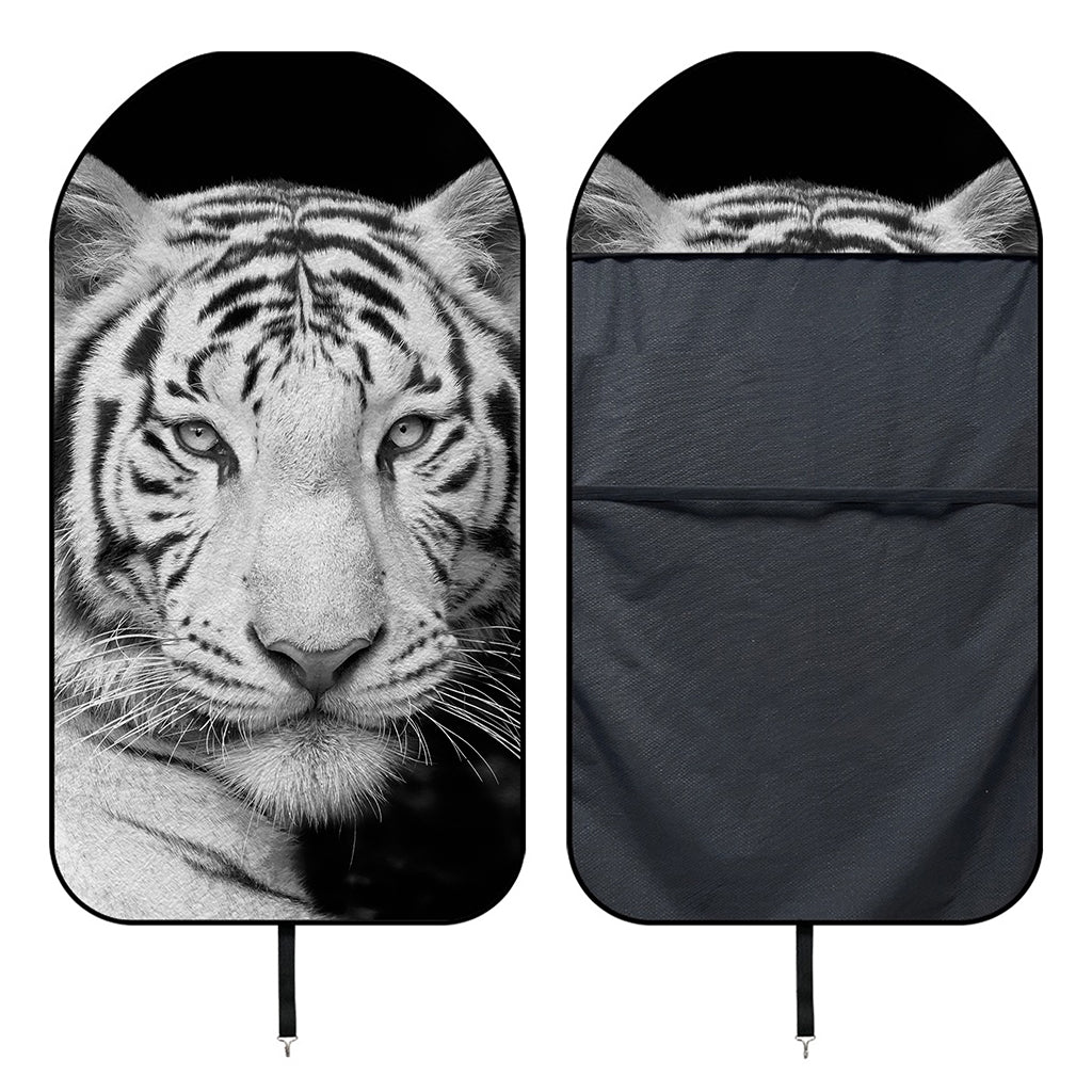 Monochrome White Bengal Tiger Print Waterproof Car Seat Cover