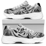 Monochrome White Bengal Tiger Print White Chunky Shoes