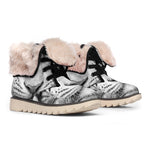 Monochrome White Bengal Tiger Print Winter Boots