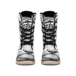 Monochrome White Bengal Tiger Print Winter Boots